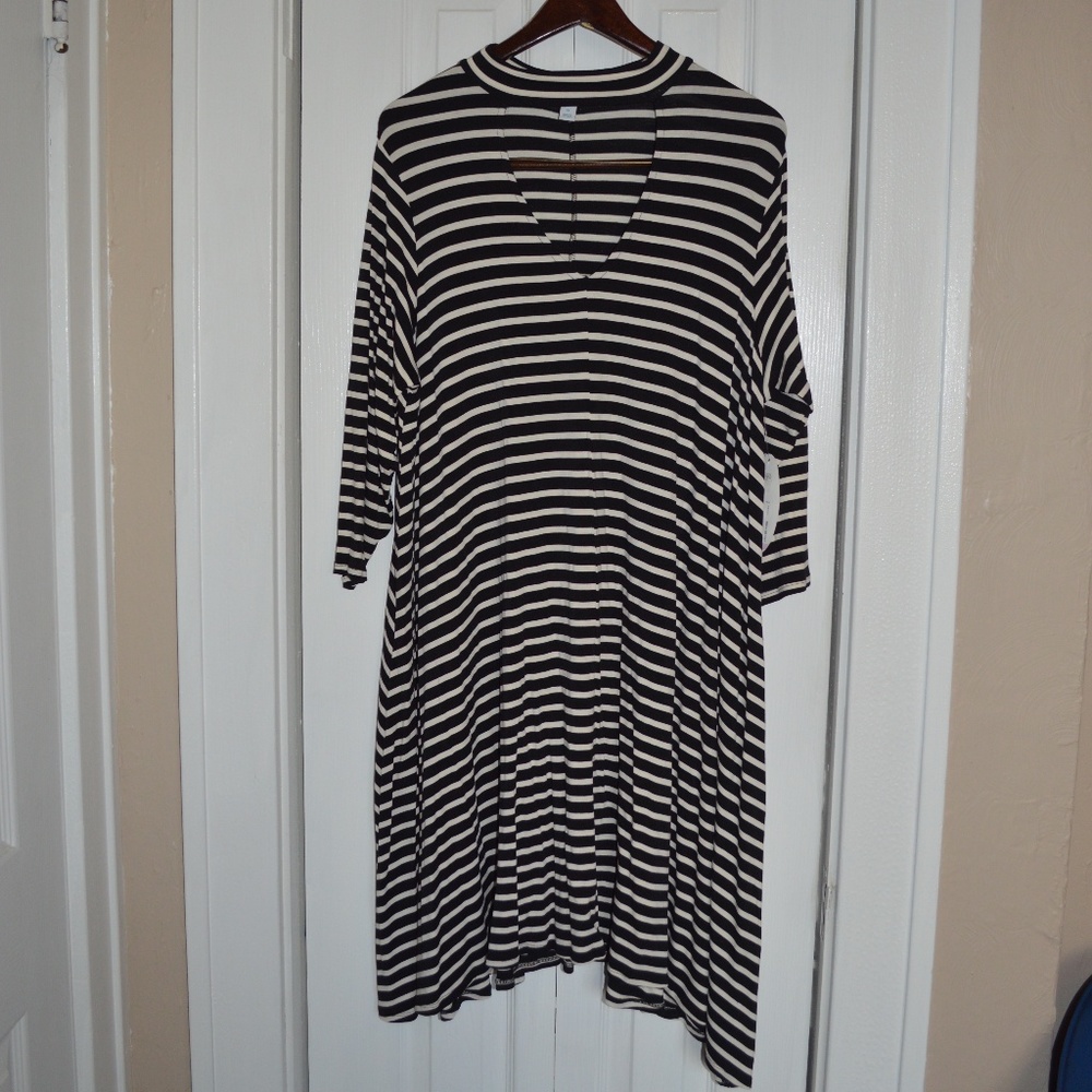 Black and White Stripe Dress with Cutout Detail